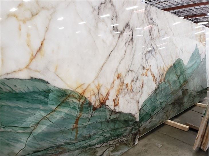 Book matched green patagonia granite